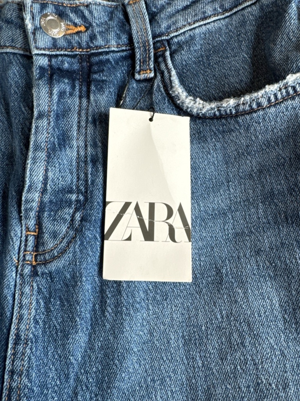 ZARA Button Fly Blue Denim Maxi Skirt with Front Slit. - Picture 6 of 13